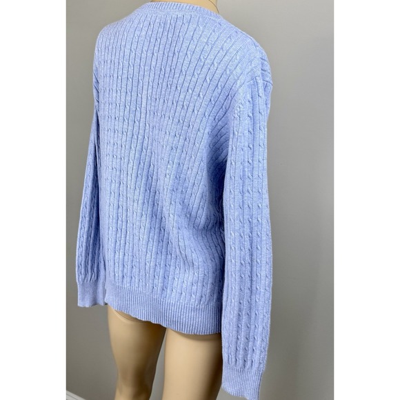KIM ROGERS Sz M  Blue‎ 100% Cotton Pullover V-Neck Sweater Top Cable-Knit - Picture 5 of 16